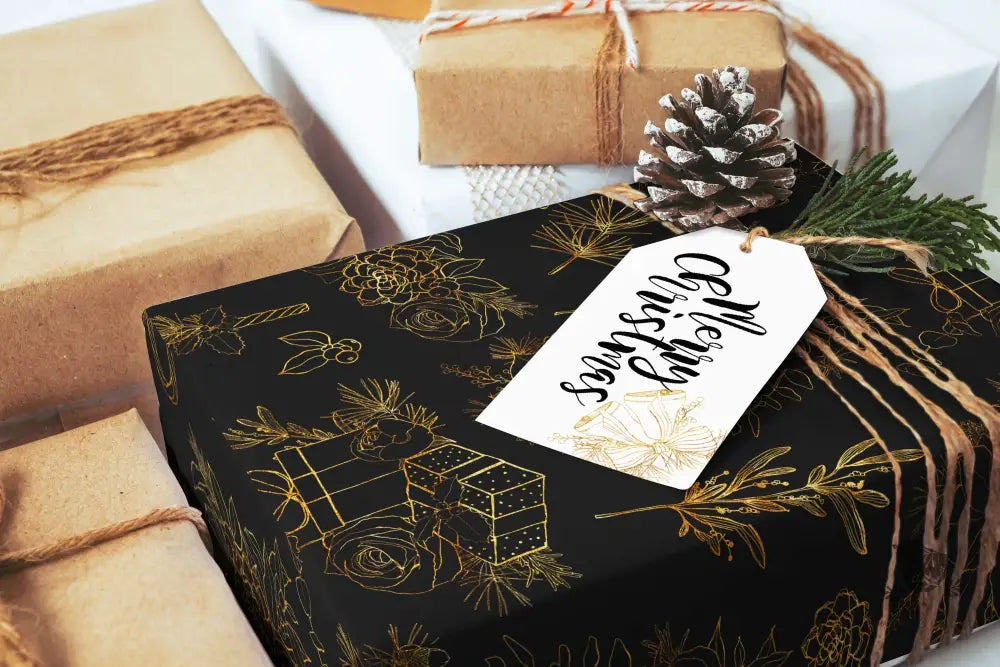 Premium Quality 3D Gold Leaf Printed Gift Wrapping Sheet (Pack of 10)