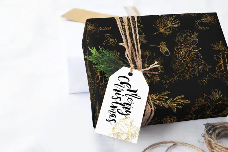 Black and Gold Christmas Wrapping Paper - Premium Craft Supplies & Tools > Party & Gifting > Packaging & Wrapping from Sugar and Spice Invitations - Just $26.10! Shop now at Sugar and Spice Paper