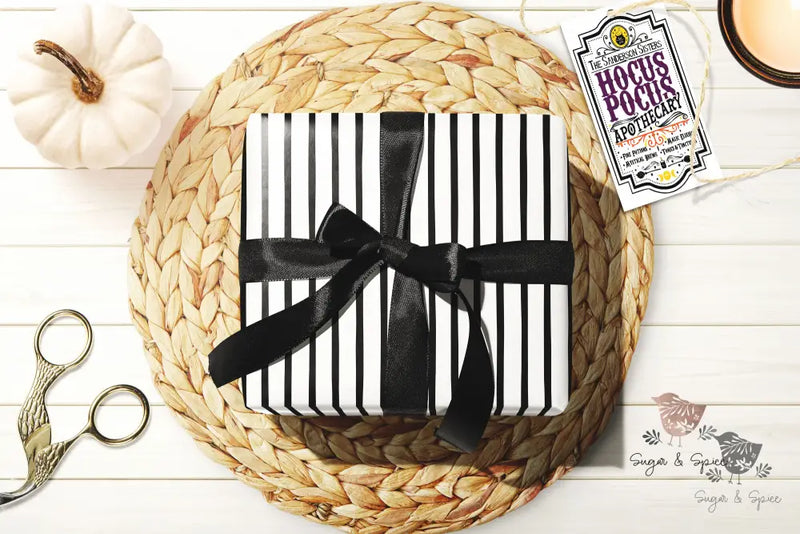 Black and White Stripe Halloween Wrapping Paper - Premium Craft Supplies & Tools > Party & Gifting > Packaging & Wrapping from Sugar and Spice Invitations - Just $26.10! Shop now at Sugar and Spice Paper