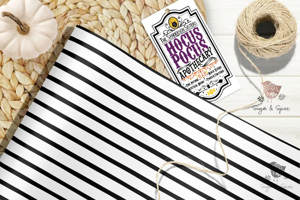 Black and White Stripe Halloween Wrapping Paper - Premium Craft Supplies & Tools > Party & Gifting > Packaging & Wrapping from Sugar and Spice Invitations - Just $26.10! Shop now at Sugar and Spice Paper