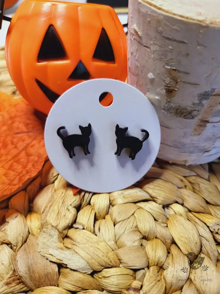 Black Cat Acrylic Halloween Stud Earrings - Premium  from Sugar and Spice Invitations - Just $6! Shop now at Sugar and Spice Paper