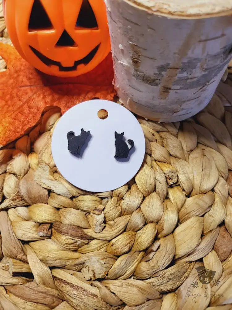 Black Cat Acrylic Halloween Stud Earrings - Premium  from Sugar and Spice Invitations - Just $6! Shop now at Sugar and Spice Paper