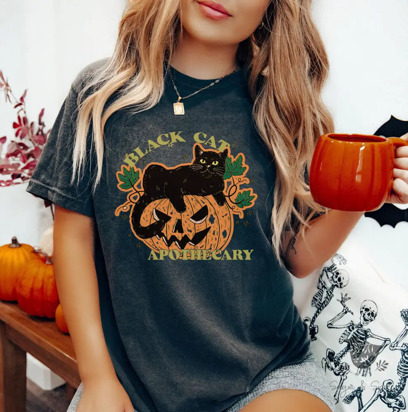 Black Cat Apothecary T-Shirt - Premium T-Shirt from Printify - Just $27.98! Shop now at Sugar and Spice Paper