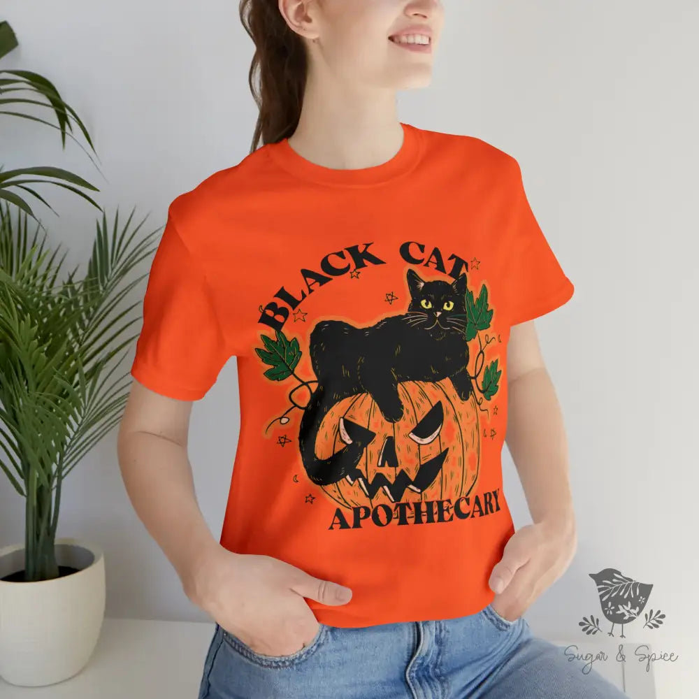 Black Cat Apothecary T-Shirt Orange / L