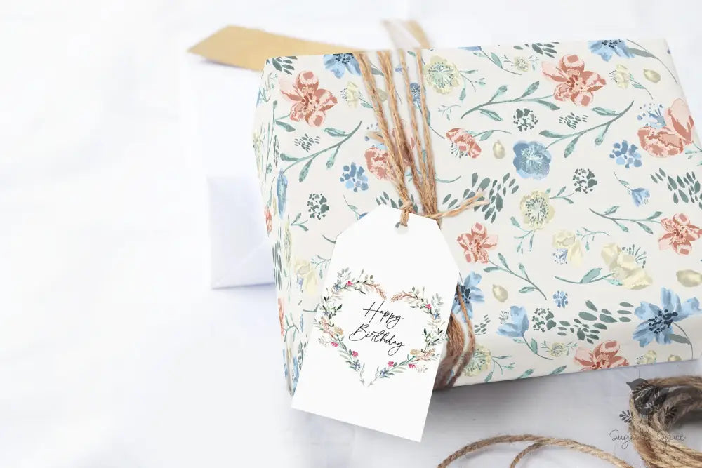 Blue and Pink Floral Wrapping Paper - Premium Craft Supplies & Tools > Party & Gifting > Packaging & Wrapping from Sugar and Spice Invitations - Just $26.10! Shop now at Sugar and Spice Paper