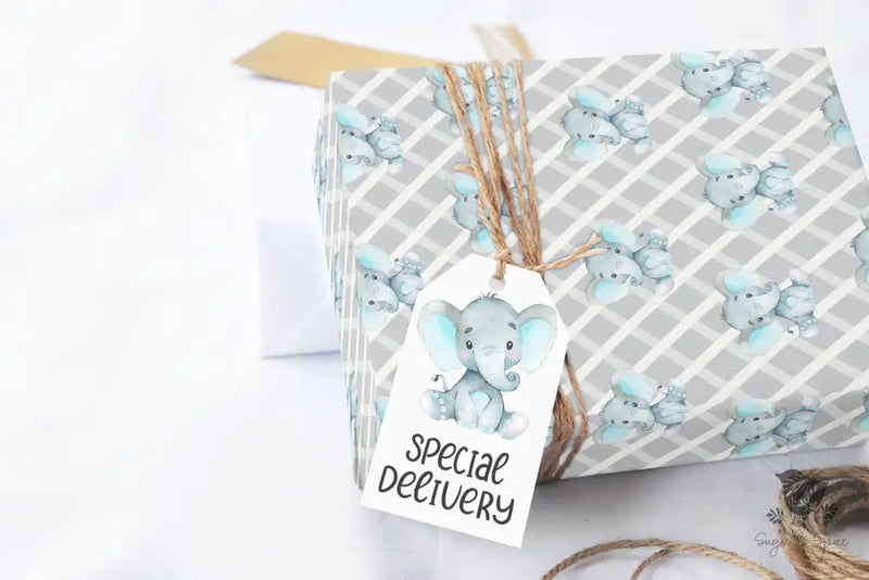 Blue Elephant Wrapping Paper - Premium Craft Supplies & Tools > Party & Gifting > Packaging & Wrapping from Sugar and Spice Invitations - Just $26.10! Shop now at Sugar and Spice Paper