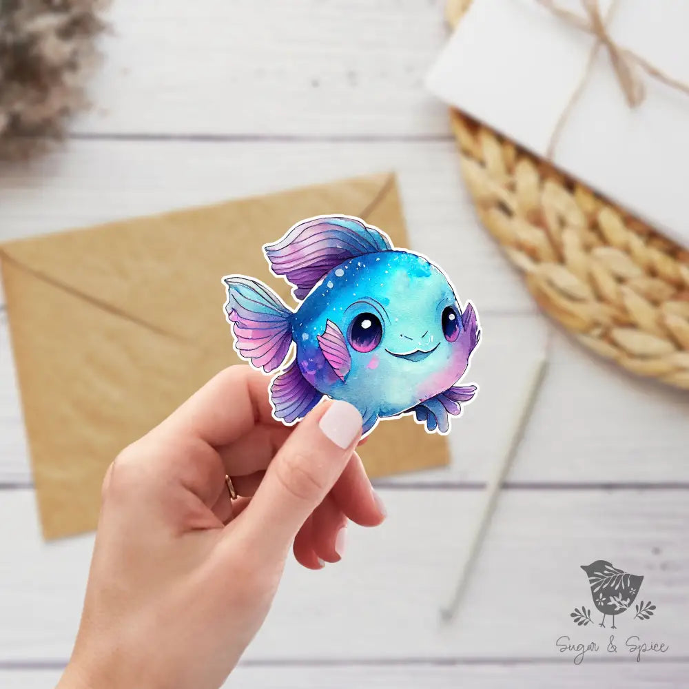 Blue Fantasy Fish Waterproof Stickers - Premium  from Sugar and Spice Invitations - Just $3! Shop now at Sugar and Spice Paper