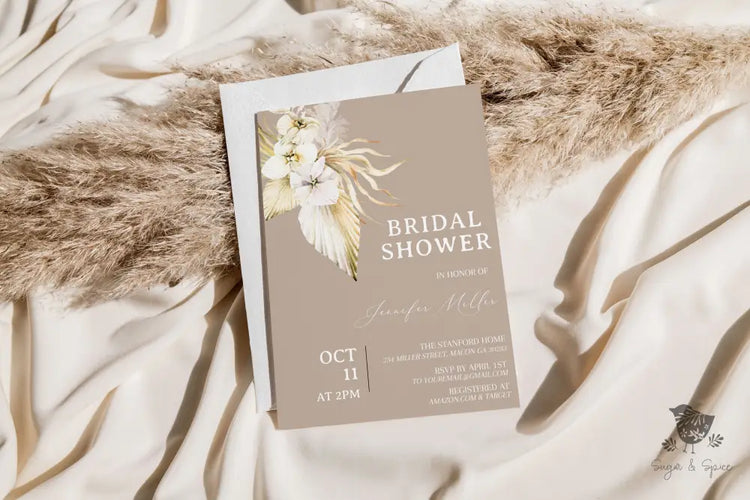 Boho Floral Bridal Shower Invitation - Premium  from Sugar and Spice Invitations - Just $1.95! Shop now at Sugar and Spice Paper