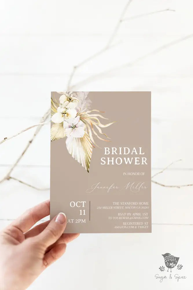Boho Floral Bridal Shower Invitation - Premium  from Sugar and Spice Invitations - Just $1.95! Shop now at Sugar and Spice Paper