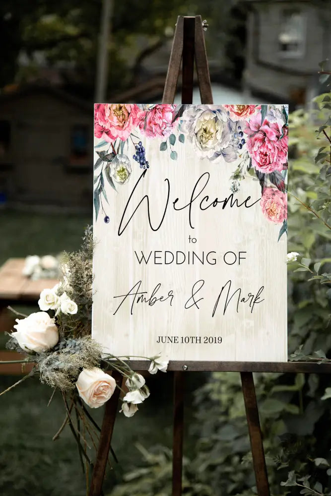 Boho Floral Rustic Welcome Sign - Premium  from Sugar and Spice Invitations - Just $35! Shop now at Sugar and Spice Paper