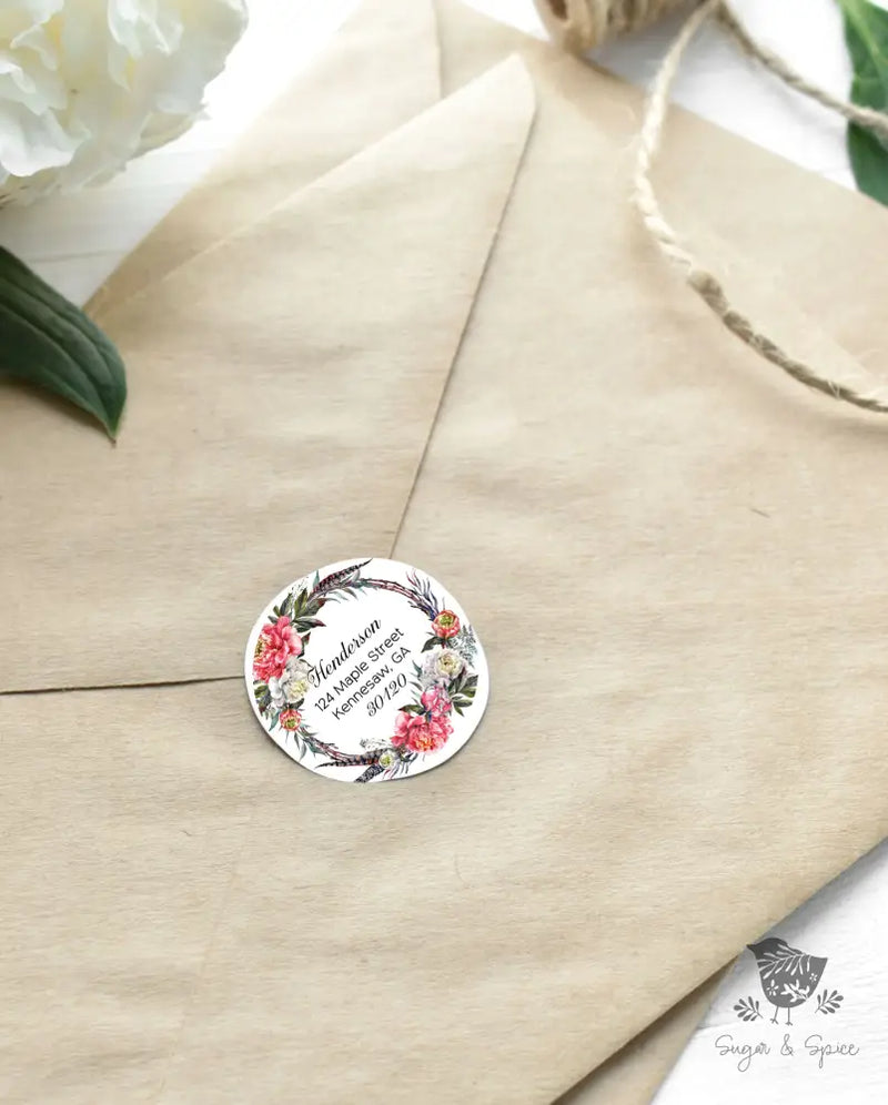 Boho Floral Watercolor Return Address Sticker - Premium  from Sugar and Spice Invitations - Just $9.95! Shop now at Sugar and Spice Paper