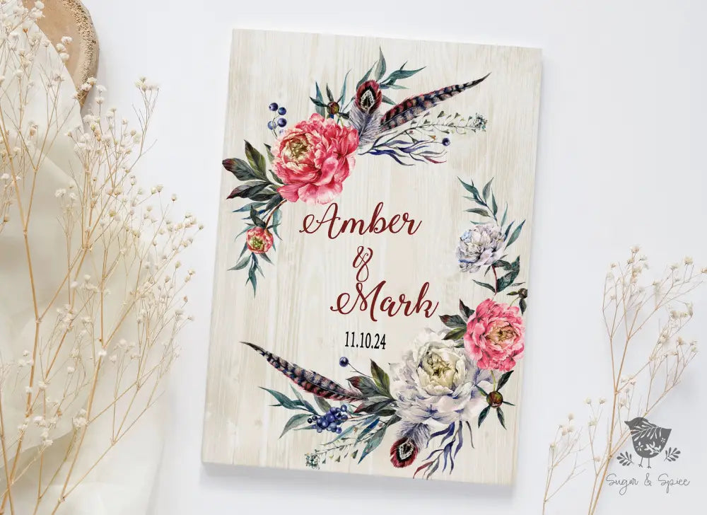 Boho Floral Wedding Guest Book - Premium  from Sugar and Spice  - Just $45! Shop now at Sugar and Spice Paper