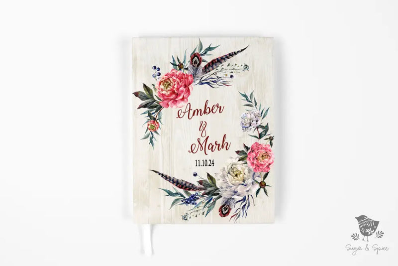 Boho Floral Wedding Guest Book - Premium  from Sugar and Spice  - Just $45! Shop now at Sugar and Spice Paper