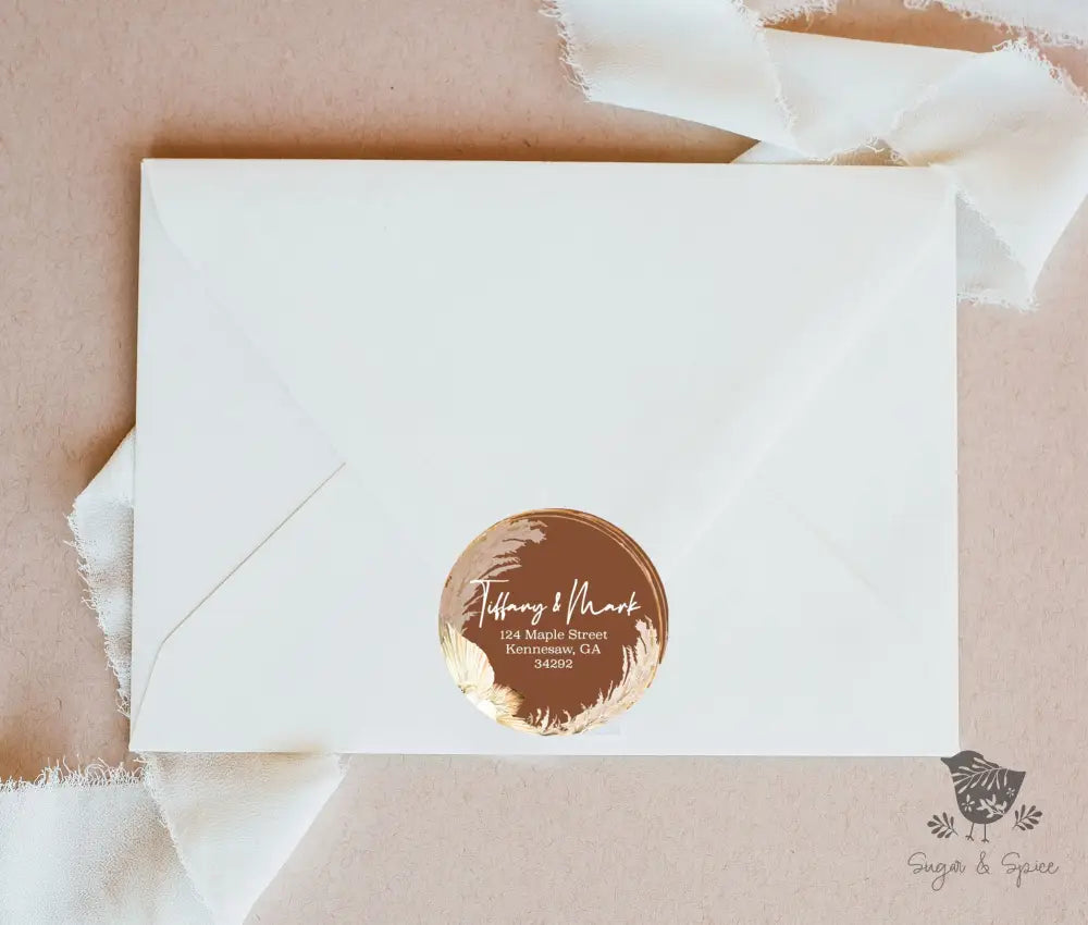 Boho Pampas Grass Return Address Sticker - Premium  from Sugar and Spice Invitations - Just $9.95! Shop now at Sugar and Spice Paper