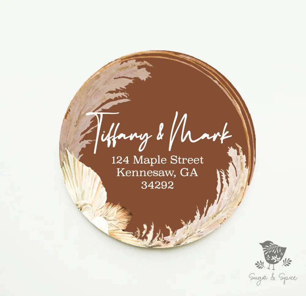 Boho Pampas Grass Return Address Sticker - Premium  from Sugar and Spice Invitations - Just $9.95! Shop now at Sugar and Spice Paper