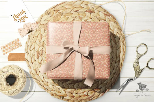 Boho Pink Hearts Wrapping Paper - Premium Craft Supplies & Tools > Party & Gifting > Packaging & Wrapping from Sugar and Spice Invitations - Just $26.10! Shop now at Sugar and Spice Paper