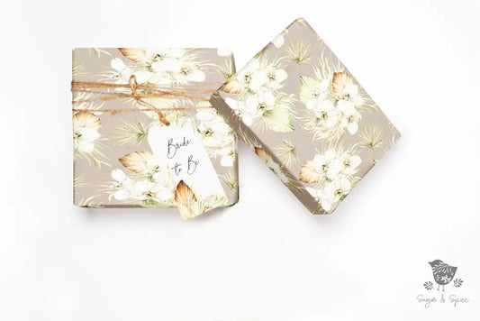 Boho Tropical Beige Wrapping Paper - Premium Craft Supplies & Tools > Party & Gifting > Packaging & Wrapping from Sugar and Spice Invitations - Just $26.10! Shop now at Sugar and Spice Paper