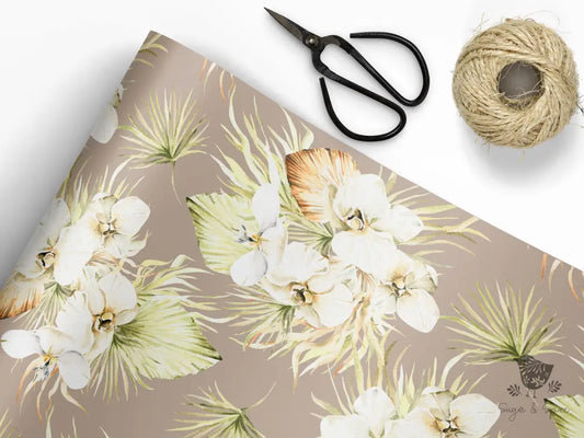 Boho Tropical Beige Wrapping Paper - Premium Craft Supplies & Tools > Party & Gifting > Packaging & Wrapping from Sugar and Spice Invitations - Just $26.10! Shop now at Sugar and Spice Paper