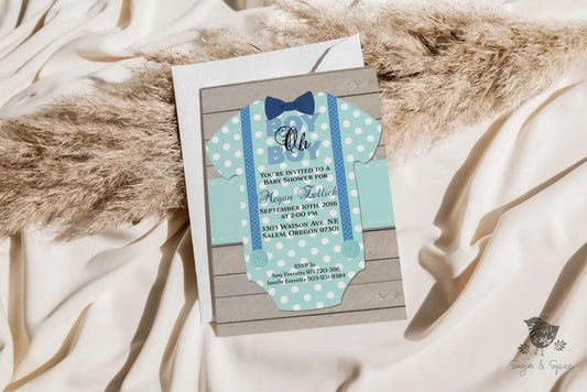 Boy oh Boy Rustic Baby Shower Invitation - Premium  from Sugar and Spice Invitations - Just $1.95! Shop now at Sugar and Spice Paper