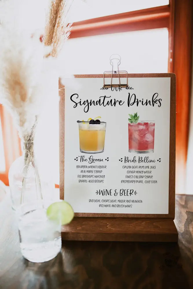 Bride and Groom Signature Drink Sign - Premium  from Sugar and Spice Invitations - Just $35! Shop now at Sugar and Spice Paper