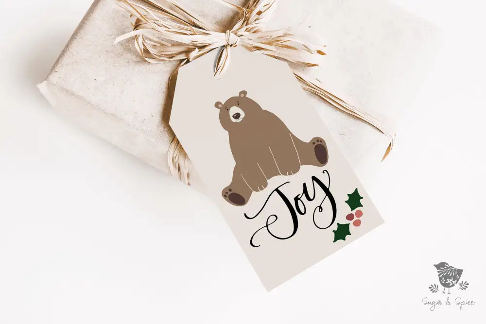 Brown Bear Joy Gift Tag - Premium Craft Supplies & Tools > Party & Gifting > Labels, Stickers & Tags > Tags from Sugar and Spice Invitations - Just $24! Shop now at Sugar and Spice Paper