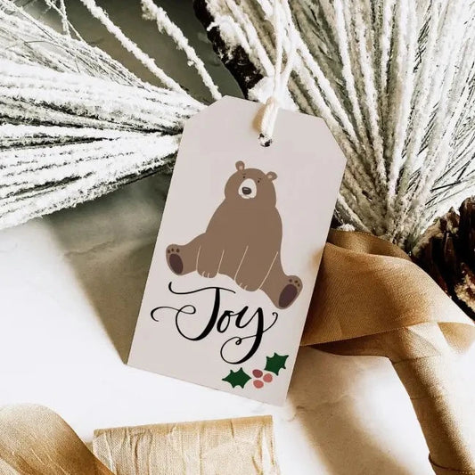 Brown Bear Joy Gift Tag - Premium Craft Supplies & Tools > Party & Gifting > Labels, Stickers & Tags > Tags from Sugar and Spice Invitations - Just $24! Shop now at Sugar and Spice Paper