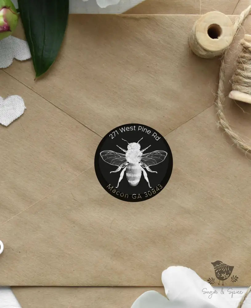 Bumble Bee Return Address Sticker - Premium  from Sugar and Spice Invitations - Just $9.95! Shop now at Sugar and Spice Paper