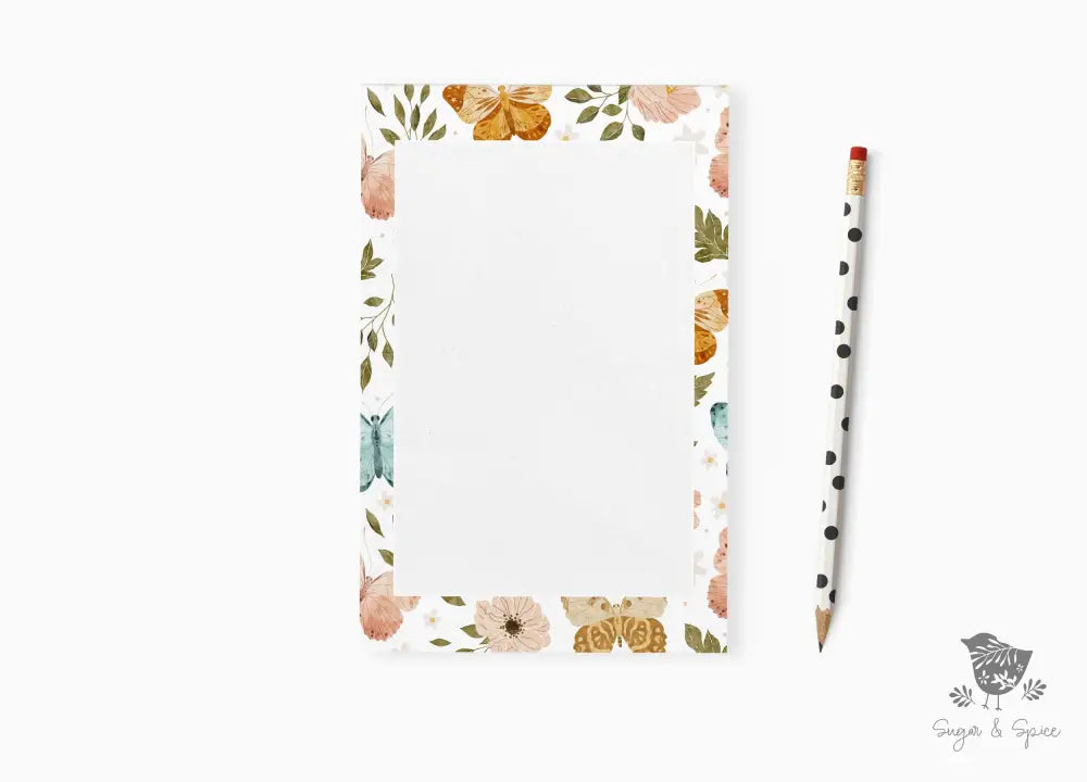 Butterfly Floral Notepad - Premium Paper & Party Supplies > Paper > Stationery > Notepads from Sugar and Spice Invitations - Just $14! Shop now at Sugar and Spice Paper