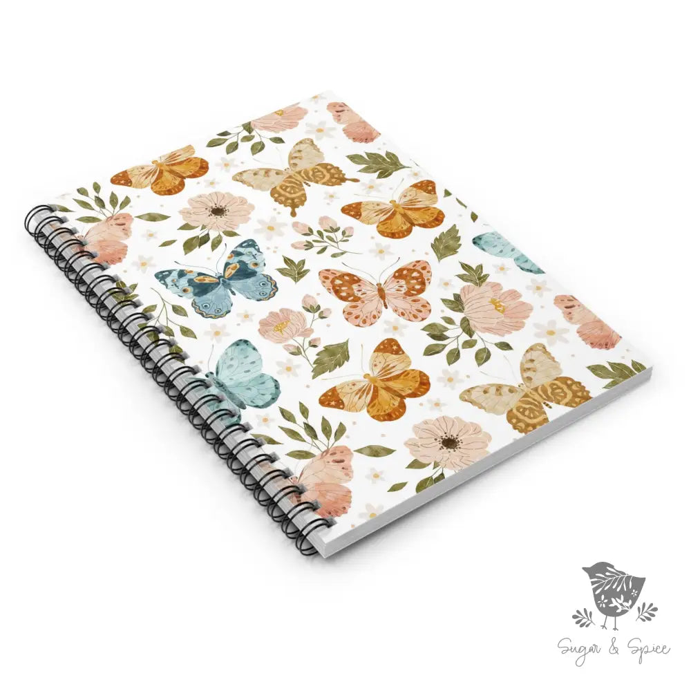 Butterfly Flower Spiral Notebook - Ruled Line - Premium Paper products from Printify - Just $14! Shop now at Sugar and Spice Paper