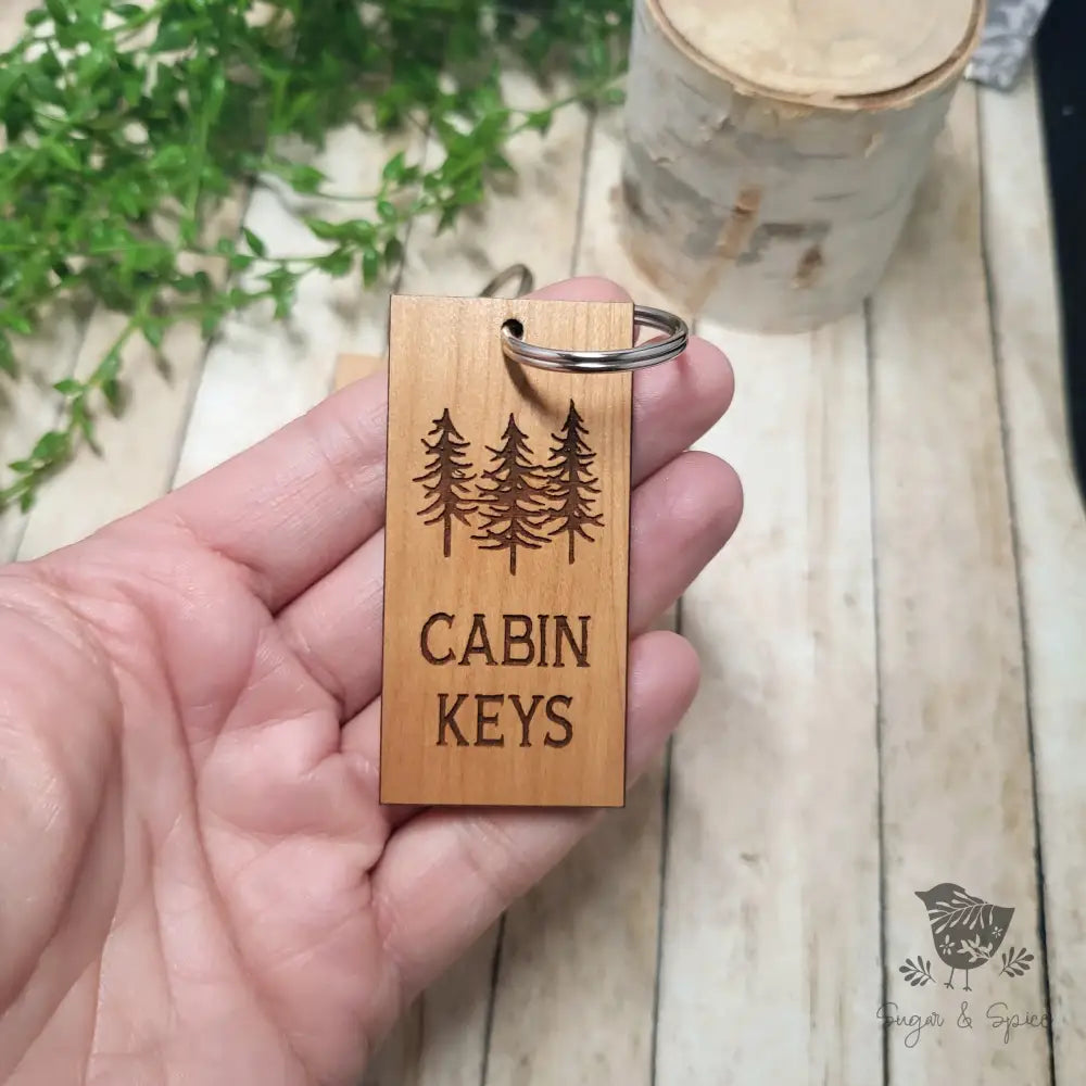Cabin Wood Keychain
