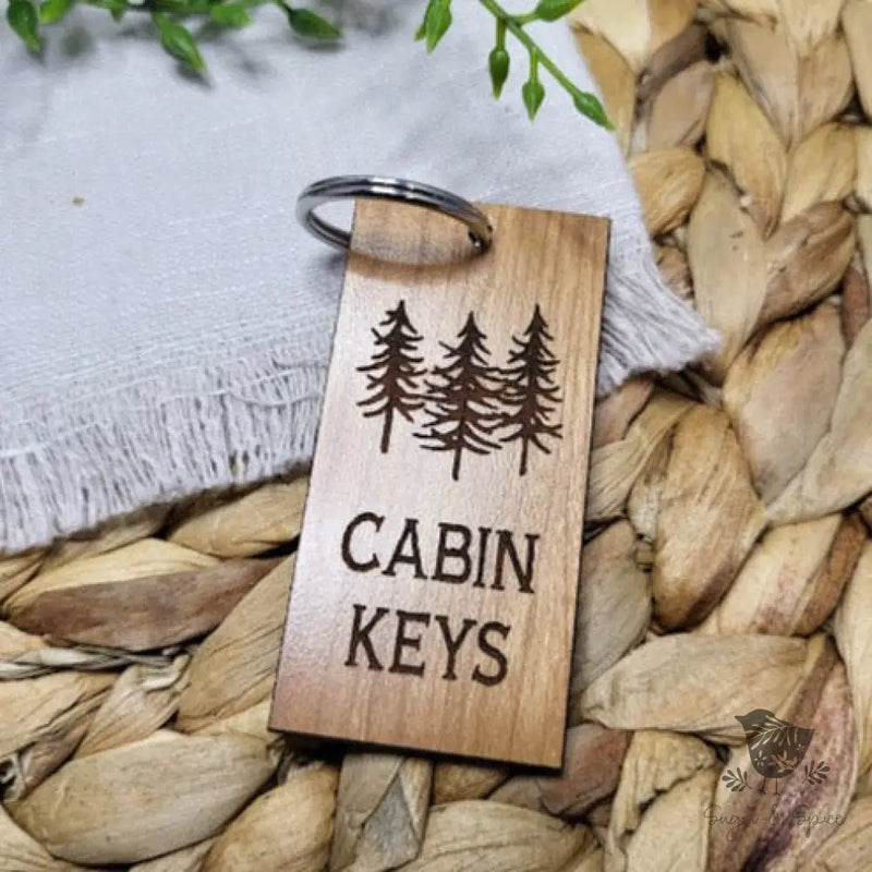 Cabin Wood Keychain