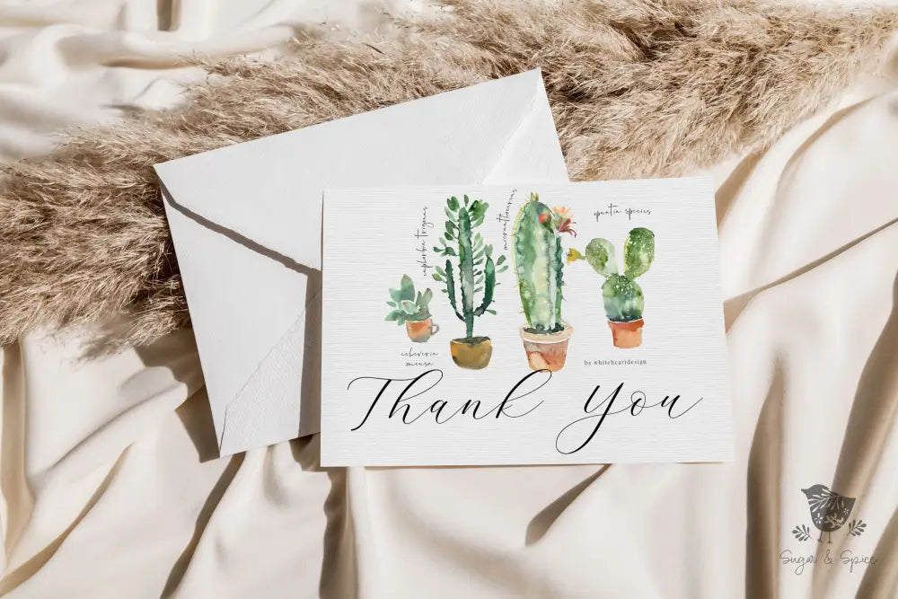 Cactus Thank You Card - Premium Paper & Party Supplies > Paper > Invitations & Announcements > Invitations from Sugar and Spice Invitations - Just $2.50! Shop now at Sugar and Spice Paper