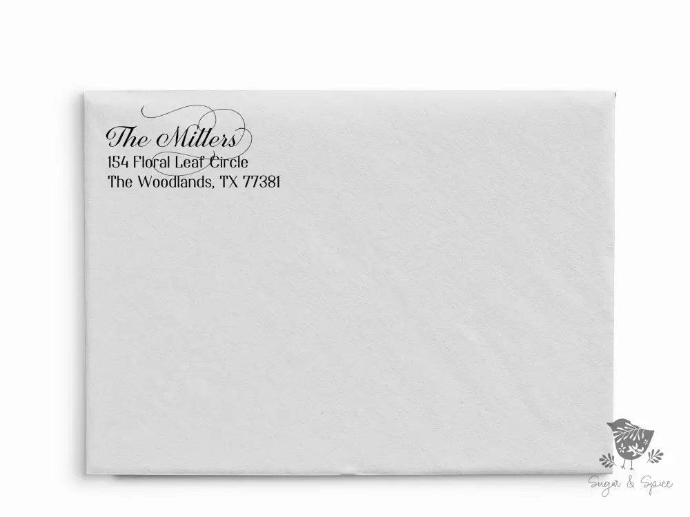 Calligraphy Family Personalized Address Stamp - Premium Craft Supplies & Tools > Stamps & Seals > Stamps from Sugar and Spice Invitations - Just $38! Shop now at Sugar and Spice Paper