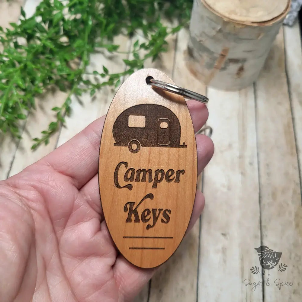 Camper Wood KeyChain - Premium  from Sugar and Spice Paper & Gift - Just $12! Shop now at Sugar and Spice Paper