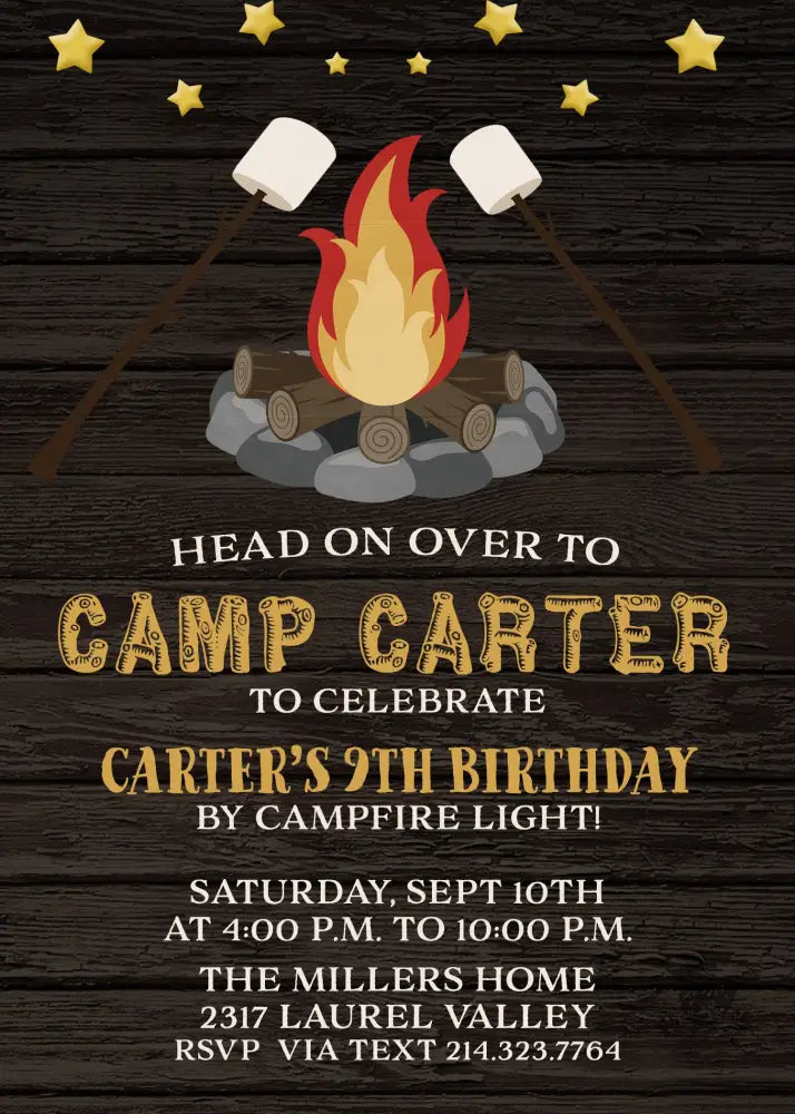Campfire Smores Birthday Invitation - Premium Digital File from Sugar and Spice Invitations - Just $1.95! Shop now at Sugar and Spice Paper