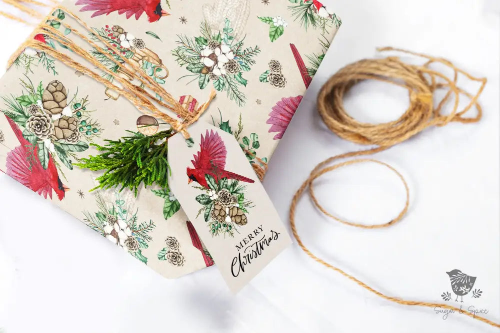 Cardinal Bird Wrapping Paper - Premium Craft Supplies & Tools > Party & Gifting > Packaging & Wrapping from Sugar and Spice Invitations - Just $26.10! Shop now at Sugar and Spice Paper