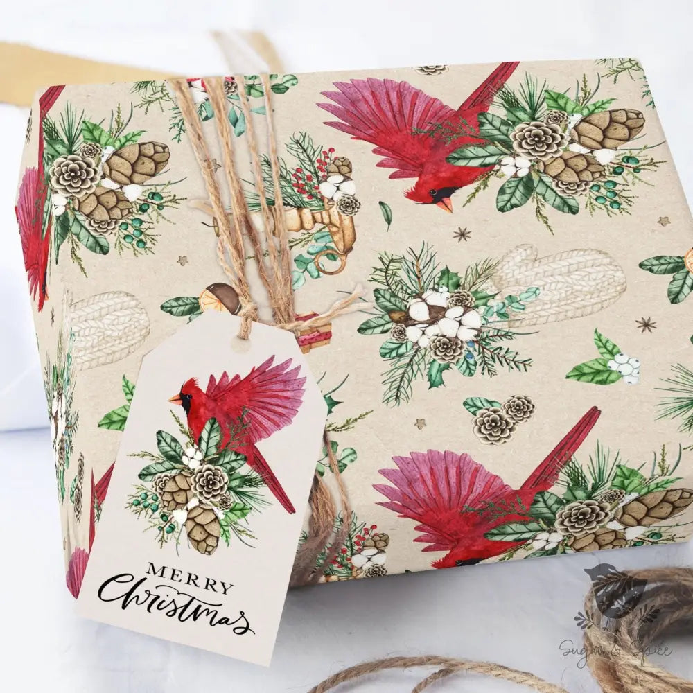 Cardinal Bird Wrapping Paper - Premium Craft Supplies & Tools > Party & Gifting > Packaging & Wrapping from Sugar and Spice Invitations - Just $26.10! Shop now at Sugar and Spice Paper