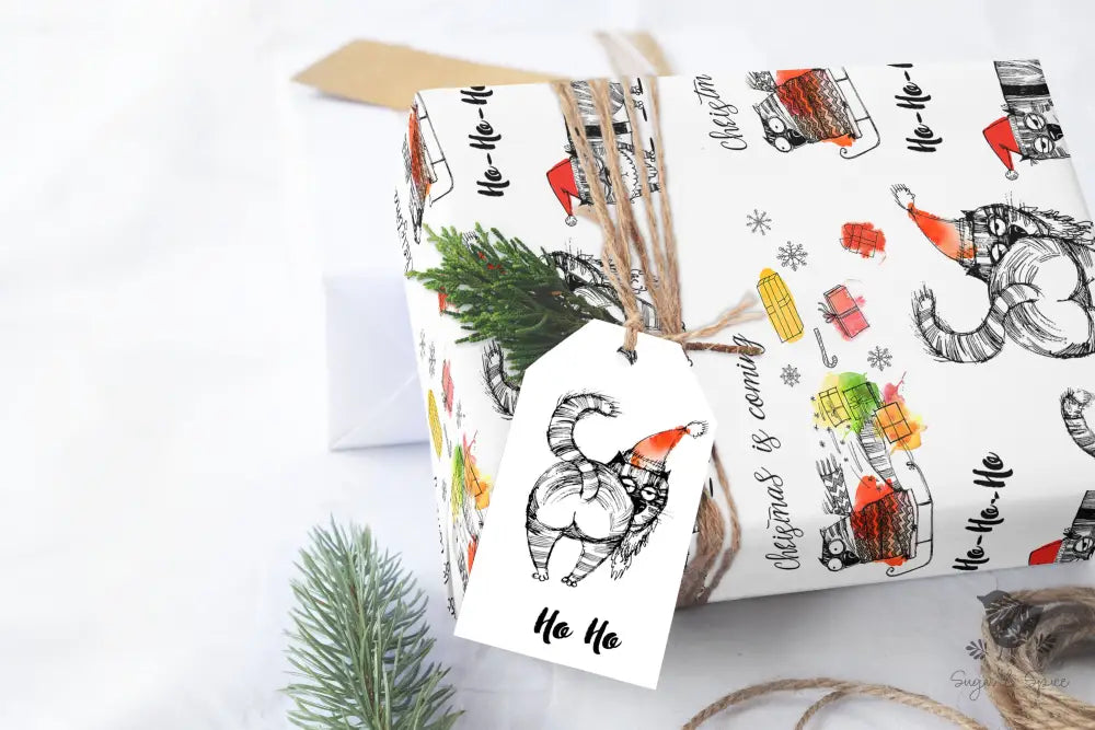 Cat Butt Christamas Wrapping Paper - Premium Craft Supplies & Tools > Party & Gifting > Packaging & Wrapping from Sugar and Spice Invitations - Just $26.10! Shop now at Sugar and Spice Paper