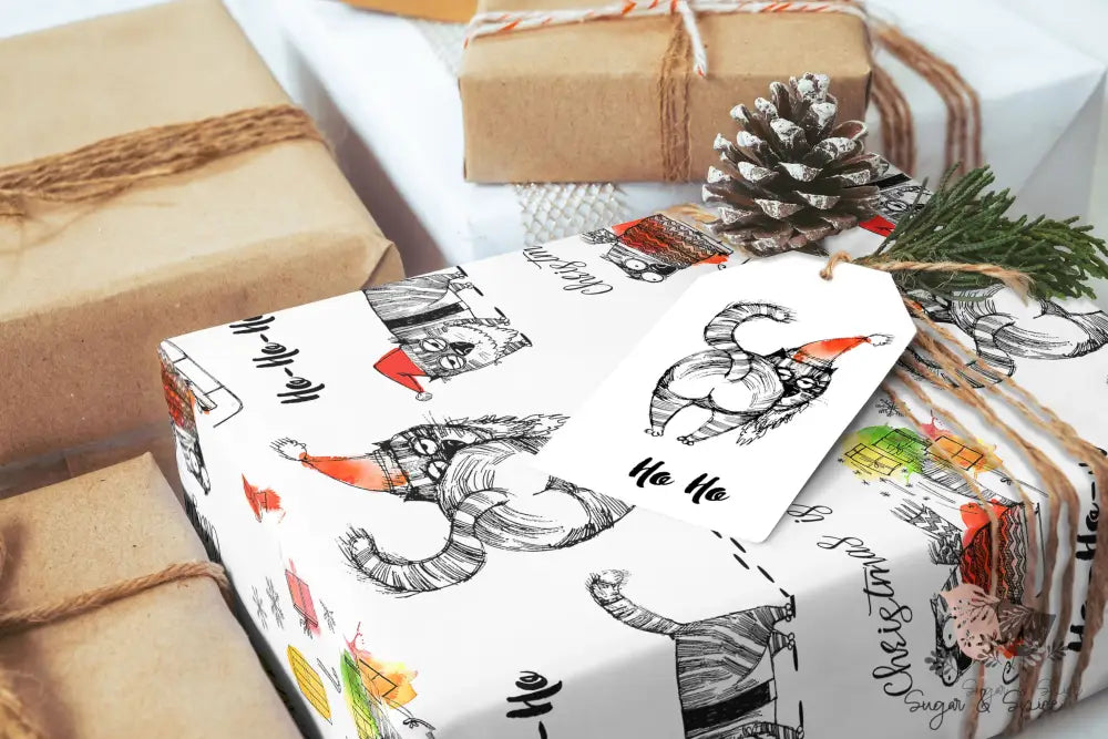 Cat Butt Christamas Wrapping Paper - Premium Craft Supplies & Tools > Party & Gifting > Packaging & Wrapping from Sugar and Spice Invitations - Just $26.10! Shop now at Sugar and Spice Paper