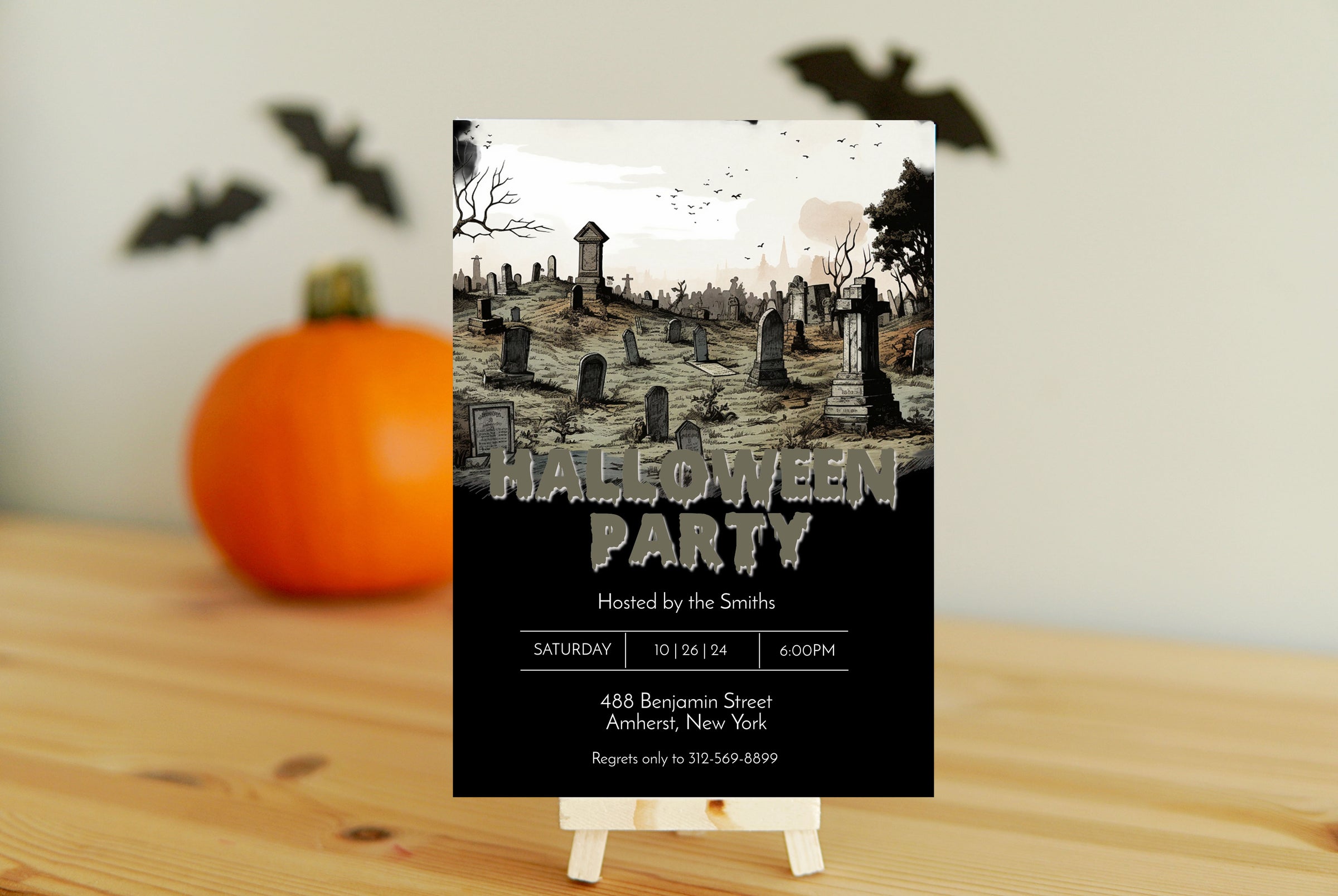 Spooky Cemetery Halloween Invitation