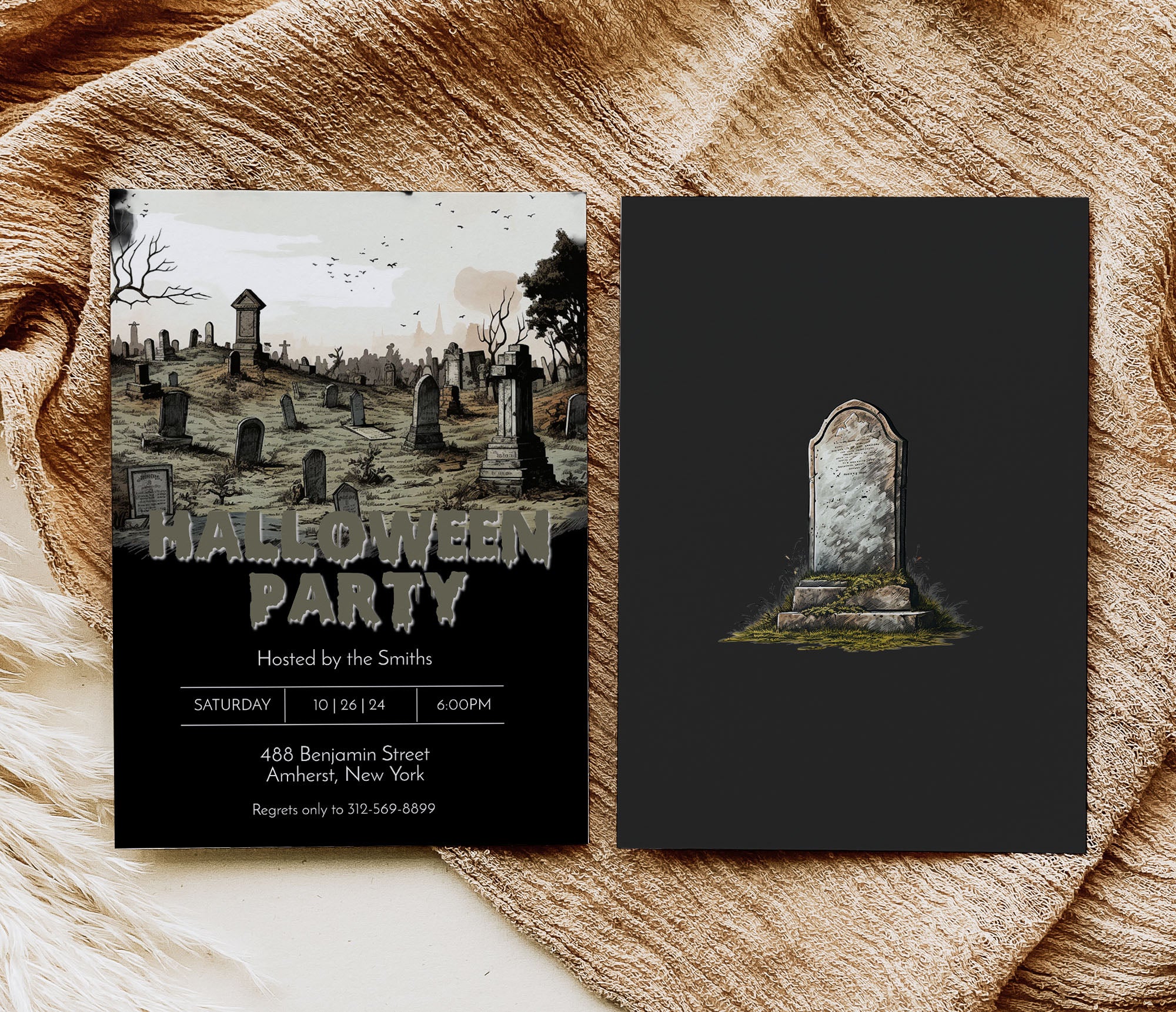 Spooky Cemetery Halloween Invitation