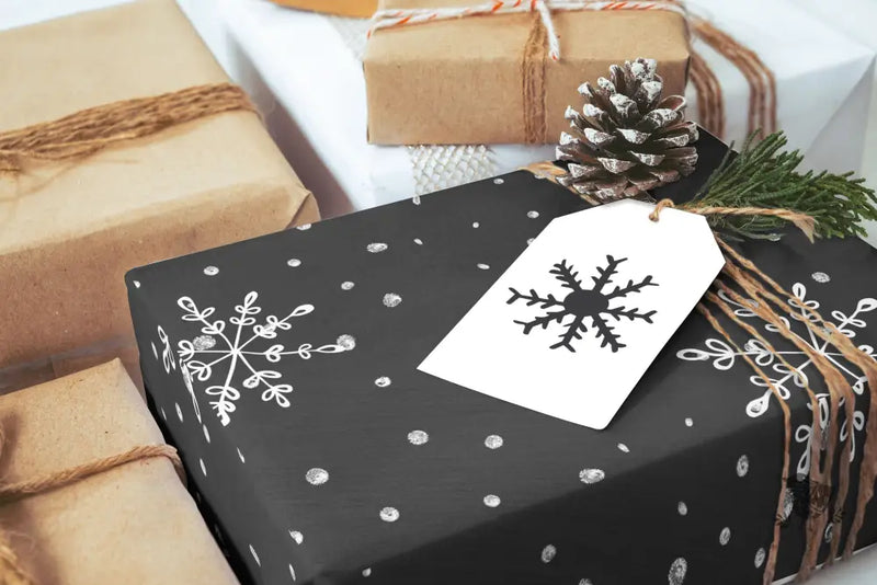 Chalkboard Snowflakes Wrapping Paper Craft Supplies & Tools > Party Gifting Packaging