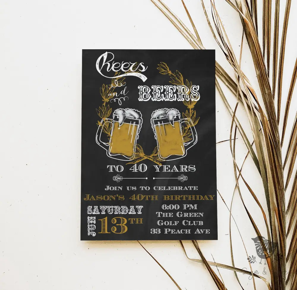 Cheers and Beers Birthday Invitation - Premium Digital File from Sugar and Spice Invitations - Just $1.95! Shop now at Sugar and Spice Paper