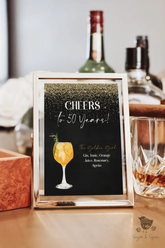 Cheers to Fifty Years Signature Drink Sign - Premium  from Sugar and Spice Invitations - Just $15! Shop now at Sugar and Spice Paper