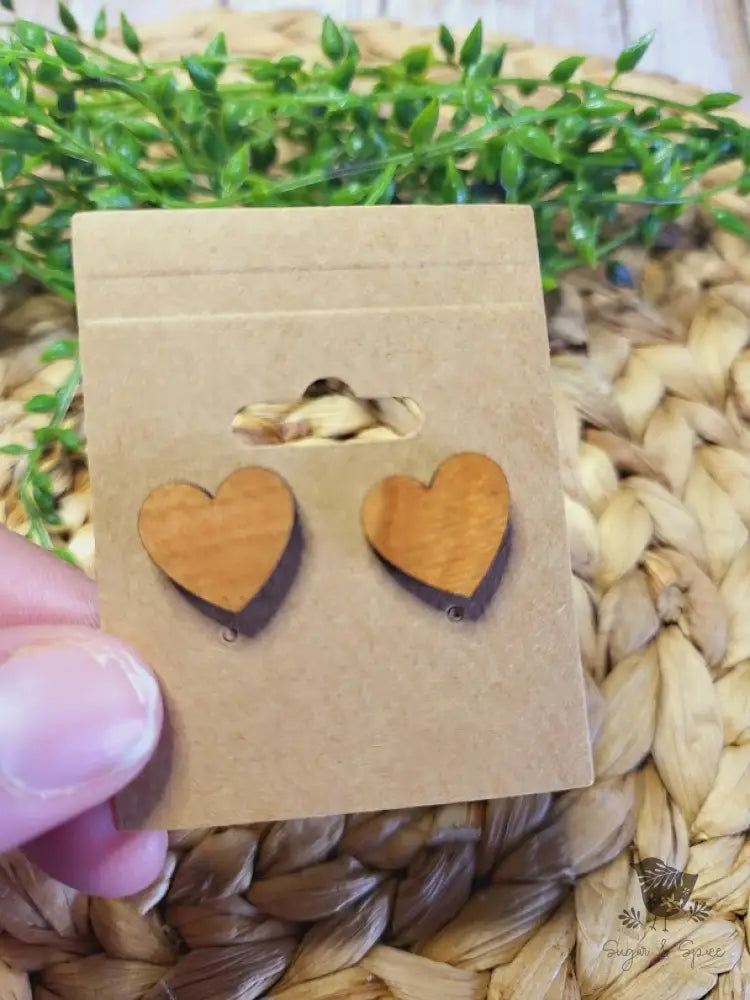 Cherry Wood Heart Stud Earrings - Premium  from Sugar and Spice Invitations - Just $6! Shop now at Sugar and Spice Paper