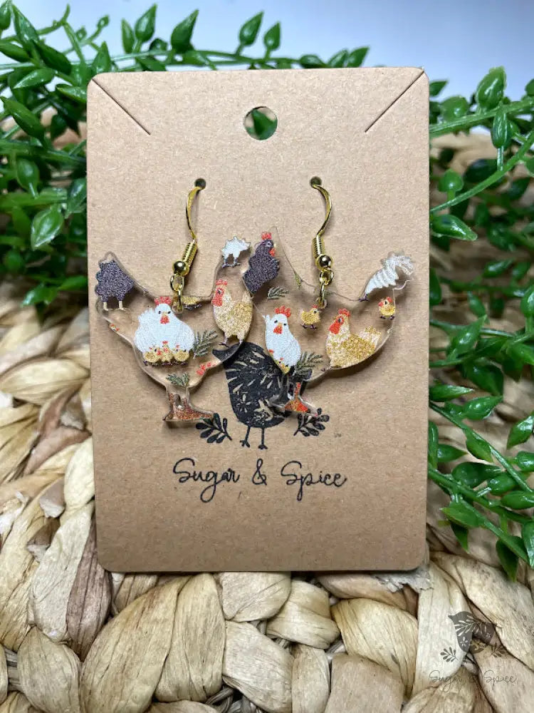 Chicken Shape Acrylic Earrings - Premium  from Sugar and Spice Invitations - Just $11.25! Shop now at Sugar and Spice Paper