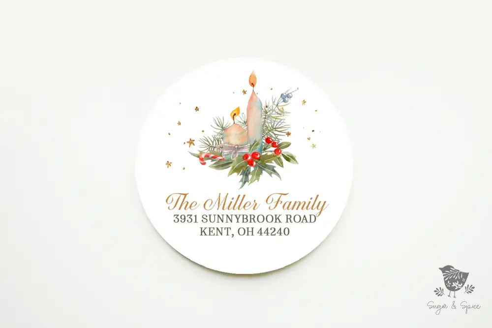 Christmas Candles Return Address Sticker - Premium  from Sugar and Spice Invitations - Just $8.44! Shop now at Sugar and Spice Paper