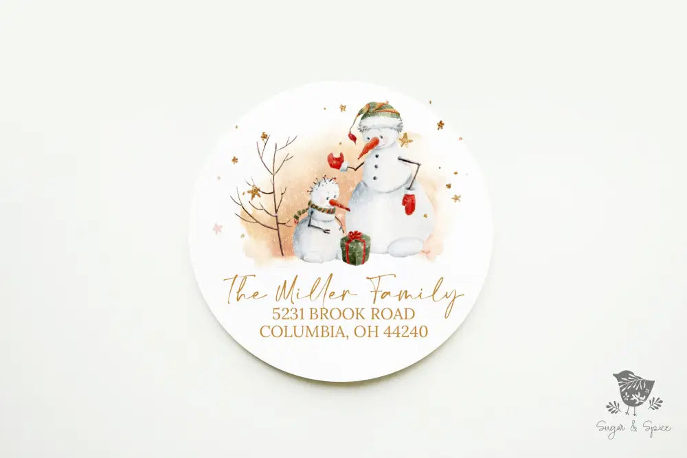 Christmas Family Snowman Return Address Sticker - Premium  from Sugar and Spice Invitations - Just $9.95! Shop now at Sugar and Spice Paper