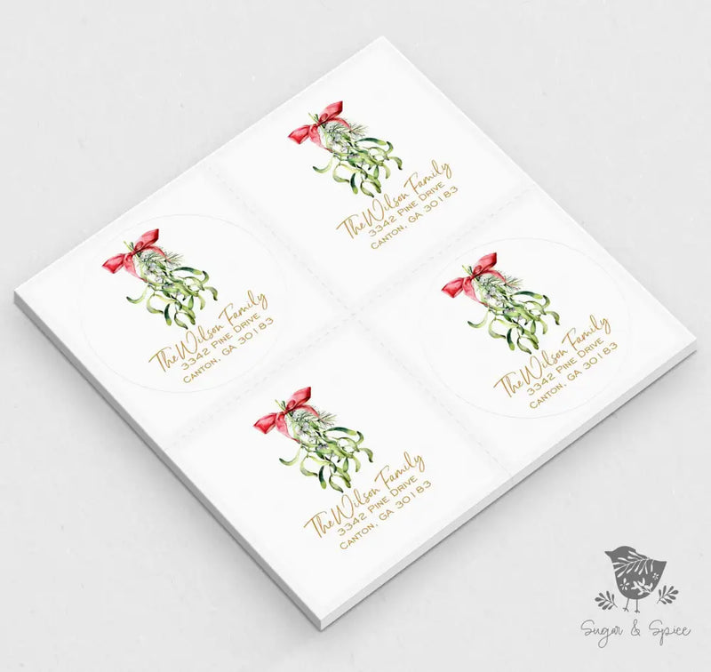 Christmas Mistletoe Return Address Sticker - Premium  from Sugar and Spice Invitations - Just $9.95! Shop now at Sugar and Spice Paper