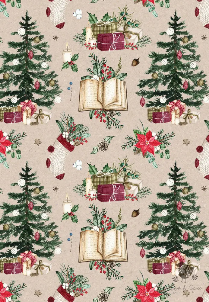 Christmas Tree and Gifts Wrapping Paper - Premium Craft Supplies & Tools > Party & Gifting > Packaging & Wrapping from Sugar and Spice Invitations - Just $26.10! Shop now at Sugar and Spice Paper